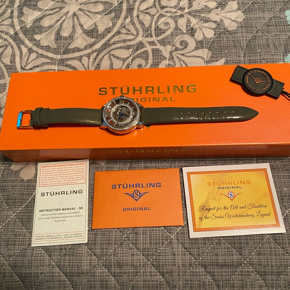 Sturhling skeleton automatic watch